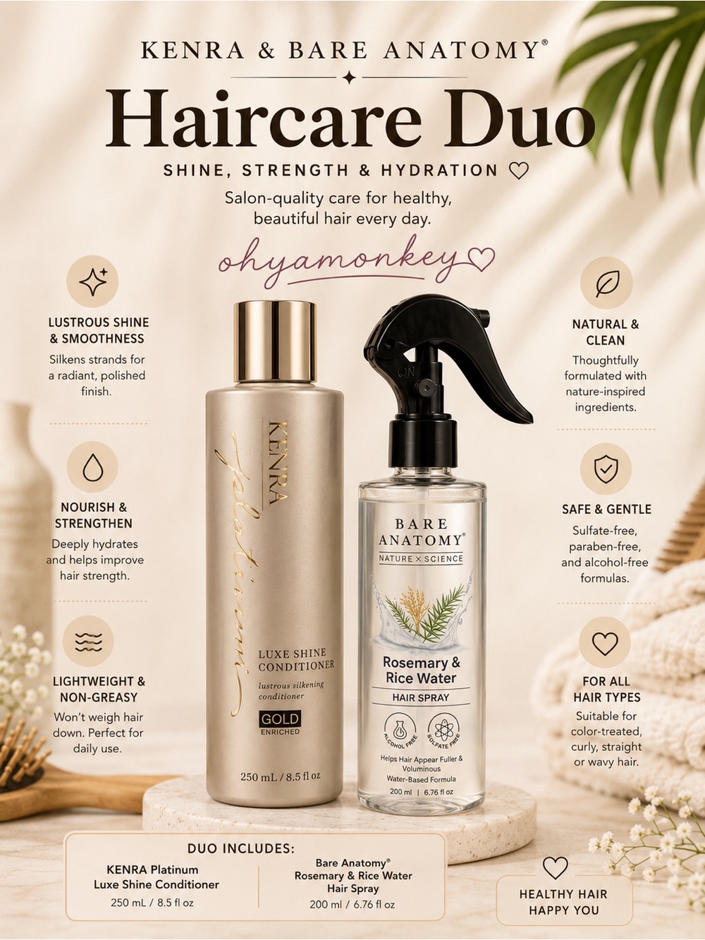 Kenra Conditioner & Bare Anatomy Hair Spray Duo